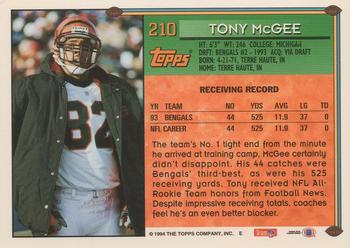 1994 Topps #210 Tony McGee Back