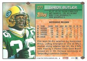 1994 Topps #277 LeRoy Butler Back