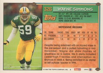 1994 Topps #326 Wayne Simmons Back