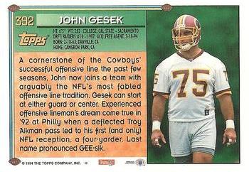1994 Topps #392 John Gesek Back
