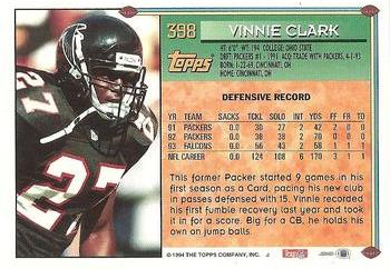 1994 Topps #398 Vinnie Clark Back