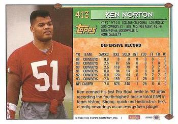 1994 Topps #413 Ken Norton Back