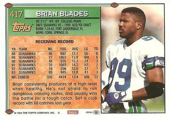 1994 Topps #417 Brian Blades Back