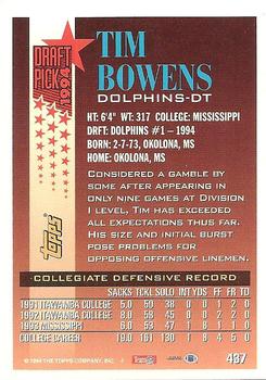 1994 Topps #437 Tim Bowens Back