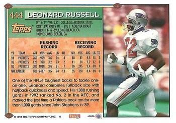 1994 Topps #444 Leonard Russell Back