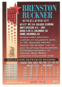 1994 Topps #454 Brentson Buckner Back