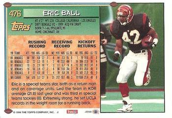 1994 Topps #476 Eric Ball Back