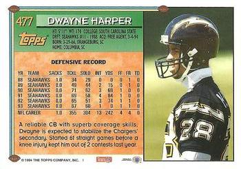 1994 Topps #477 Dwayne Harper Back