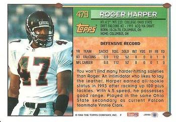 1994 Topps #479 Roger Harper Back