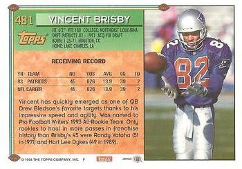 1994 Topps #481 Vincent Brisby Back