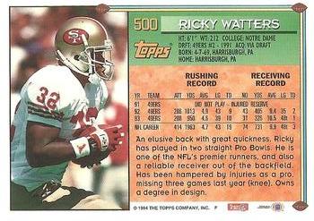1994 Topps #500 Ricky Watters Back
