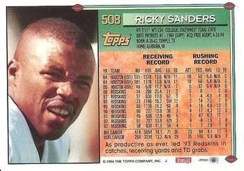 1994 Topps #508 Ricky Sanders Back