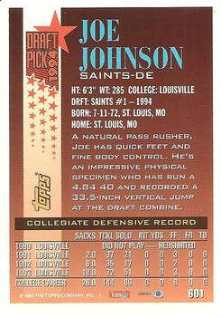 1994 Topps #601 Joe Johnson Back