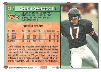 1994 Topps #617 Chris Gardocki Back