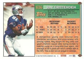 1994 Topps #636 Ray Crittenden Back