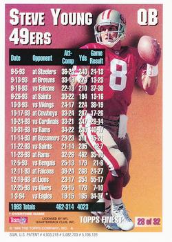 1994 Topps - Finest 1000/3000 Yd Club #28 Steve Young Back