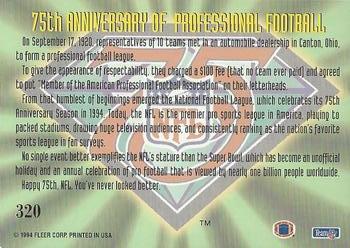 1994 Ultra #320 NFL 75th Anniversary Back