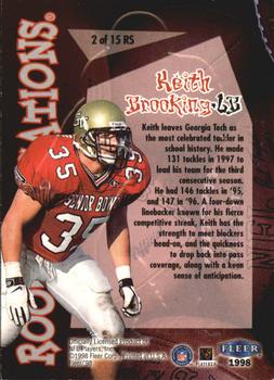 1998 Fleer Tradition - Rookie Sensations #2 RS Keith Brooking Back