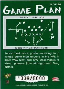 1998 Leaf Rookies & Stars - Game Plan #5 Isaac Bruce Back