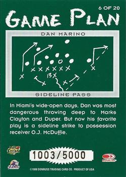 1998 Leaf Rookies & Stars - Game Plan #6 Dan Marino Back