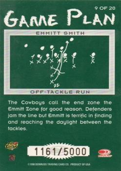 1998 Leaf Rookies & Stars - Game Plan #9 Emmitt Smith Back