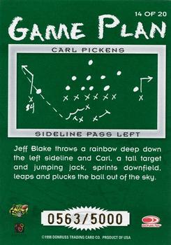 1998 Leaf Rookies & Stars - Game Plan #14 Carl Pickens Back