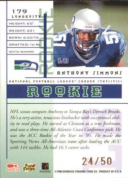 1998 Leaf Rookies & Stars - Longevity #179 Anthony Simmons Back