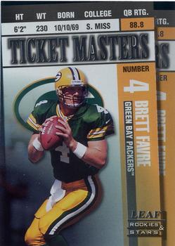 1998 Leaf Rookies & Stars - Ticket Masters #1 Brett Favre / Dorsey Levens Front