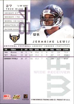 1998 Leaf Rookies & Stars - True Blue #27 Jermaine Lewis Back