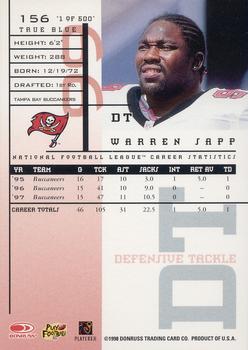 1998 Leaf Rookies & Stars - True Blue #156 Warren Sapp Back
