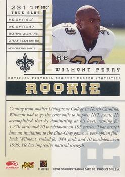 1998 Leaf Rookies & Stars - True Blue #231 Wilmont Perry Back