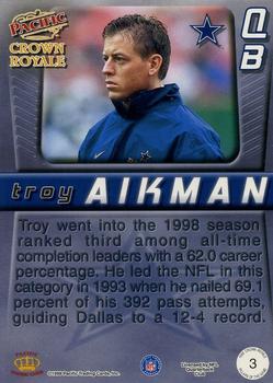 1998 Pacific Crown Royale - Pillars of the Game #3 Troy Aikman Back