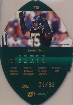 1998 Playoff Contenders - Leather Gold #78 Junior Seau Back