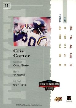 1998 Playoff Contenders - Ticket Red #44 Cris Carter Back
