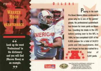 1994 Upper Deck - Pro Bowl #PB13 Warren Moon Back