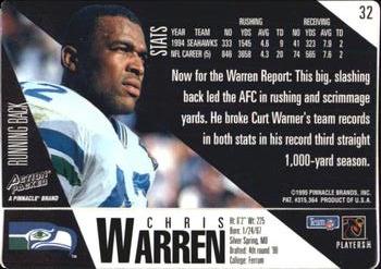 1995 Action Packed #32 Chris Warren Back