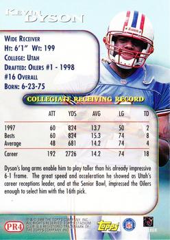 1998 Stadium Club - Prime Rookies #PR4 Kevin Dyson Back