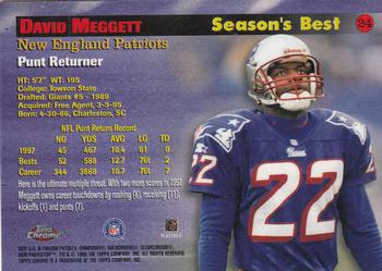 1998 Topps Chrome - Season's Best #24 Dave Meggett Back