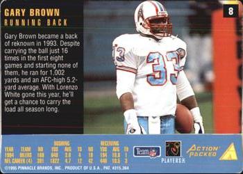 1995 Action Packed Rookies & Stars #8 Gary Brown Back