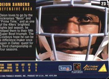 1995 Action Packed Rookies & Stars #23 Deion Sanders Back