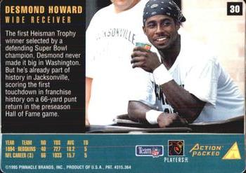 1995 Action Packed Rookies & Stars #30 Desmond Howard Back