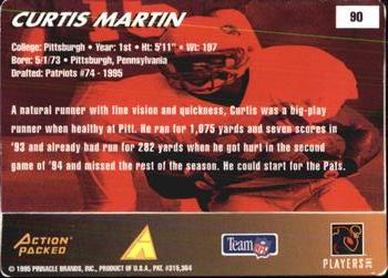1995 Action Packed Rookies & Stars #90 Curtis Martin Back