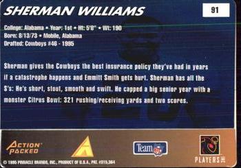 1995 Action Packed Rookies & Stars #91 Sherman Williams Back