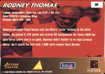 1995 Action Packed Rookies & Stars #96 Rodney Thomas Back