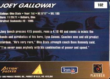 1995 Action Packed Rookies & Stars #102 Joey Galloway Back