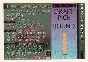 1995 Bowman #21 Rashaan Salaam Back