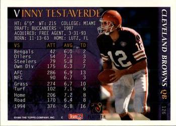 1995 Bowman #126 Vinny Testaverde Back