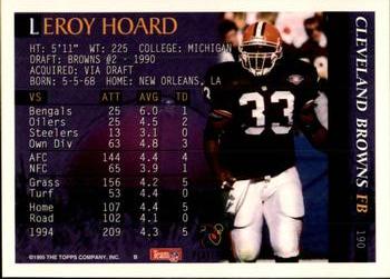 1995 Bowman #190 Leroy Hoard Back