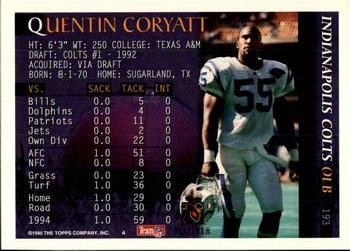 1995 Bowman #193 Quentin Coryatt Back