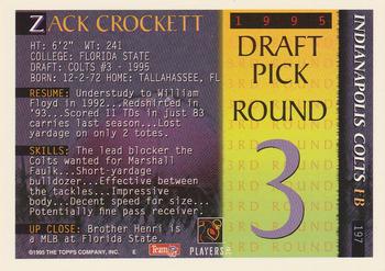1995 Bowman #197 Zack Crockett Back